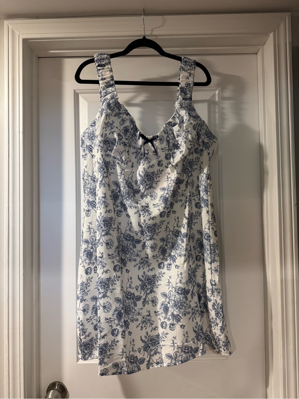 Cider Cream and Blue Floral Mini Slip Dress